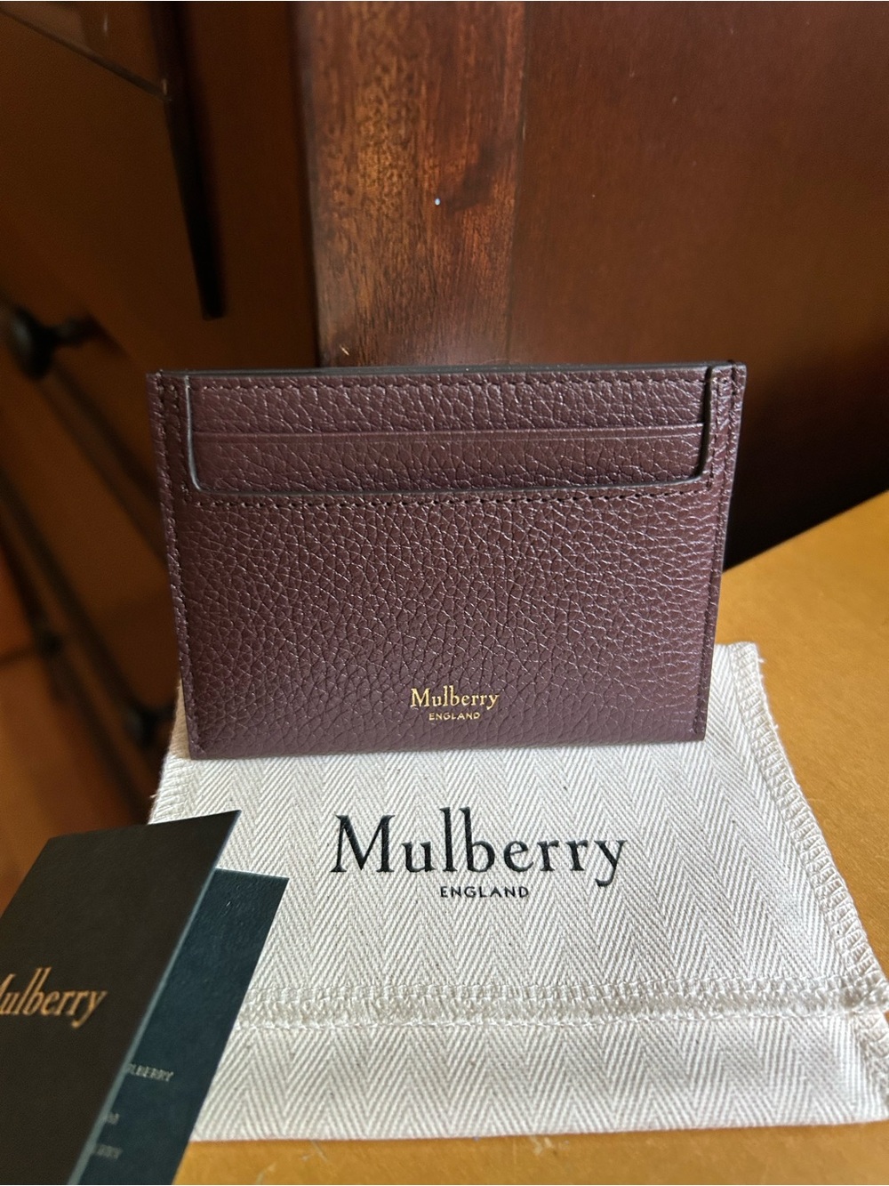 Mulberry Credit Card Slip /Holder Classic Grain Oxblood